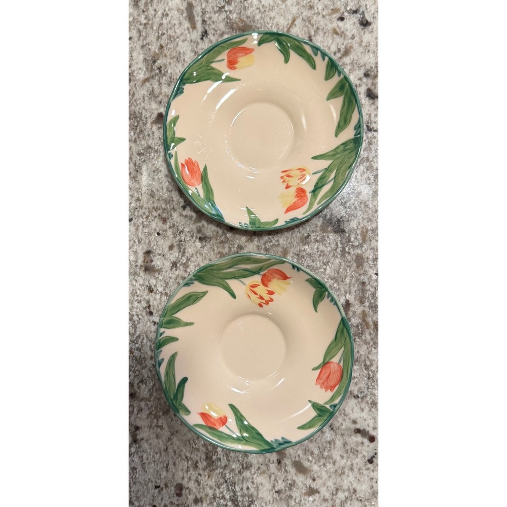 Set of 2 Vintage Johnson Brothers JF Tulip Saucers Made in England Floral Cream